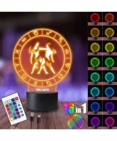 Lampka Nocna 3D LED LAMP Bliźnięta Znak Zodiaku