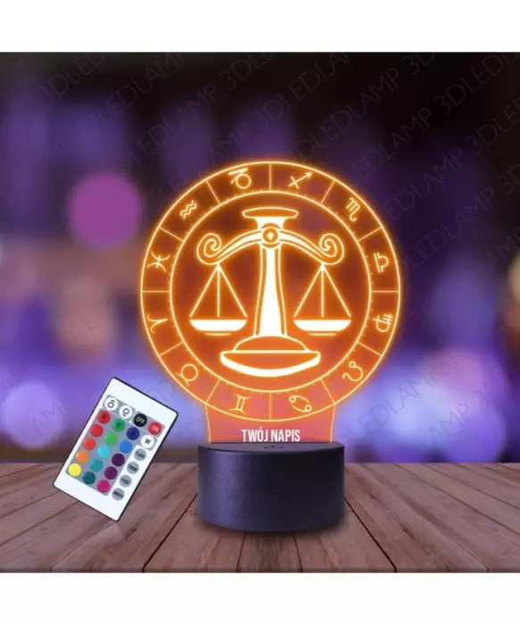 Lampka Nocna 3D LED LAMP Siódmy Znak Zodiaku Waga