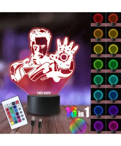 Lampka Nocna 3D LED LAMP Marvel Iron Man Tony Stark
