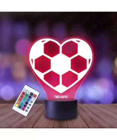Lampka Nocna 3D LED LAMP Piłka Nożna W Sercu
