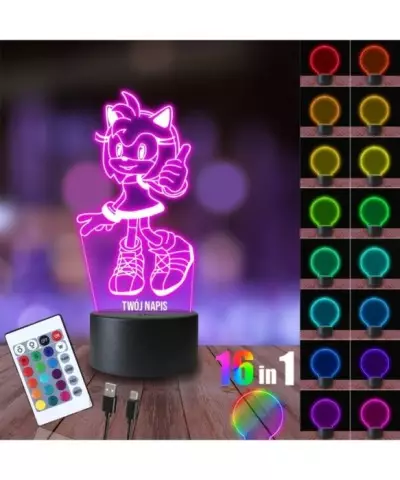 Lampka Nocna 3D LED LAMP Bajka Sonic Amy Rose