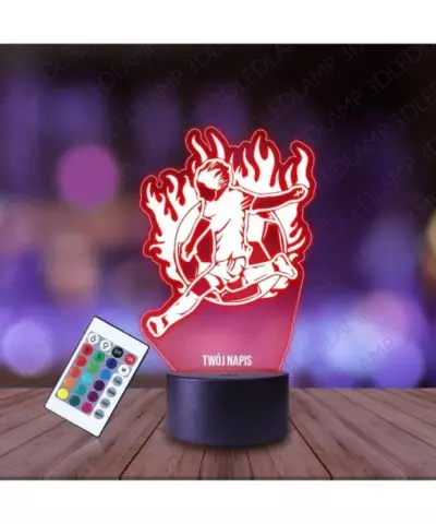 Lampka Nocna 3D LED LAMP Piłkarz w Ogniu Piłka Nożna