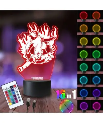 Lampka Nocna 3D LED LAMP Piłkarz w Ogniu Piłka Nożna