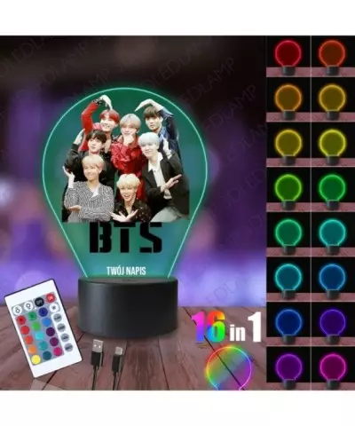 Lampka Nocna 3D LED LAMP z Nadrukiem BTS Postacie
