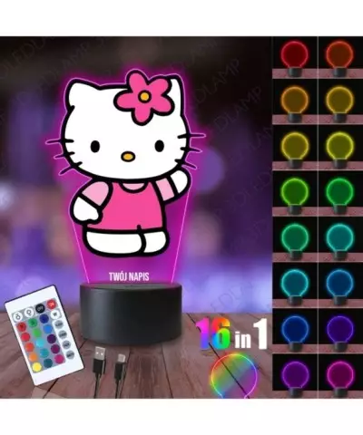 Lampka Nocna 3D LED LAMP z Nadrukiem Hello Kitty