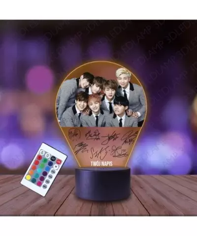 Lampka Nocna 3D LED LAMP z Nadrukiem BTS Autografy