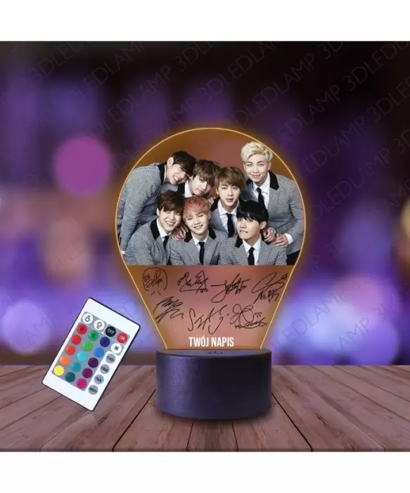 Lampka Nocna 3D LED LAMP z Nadrukiem BTS Autografy