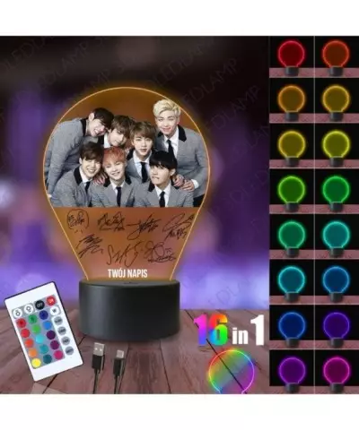 Lampka Nocna 3D LED LAMP z Nadrukiem BTS Autografy