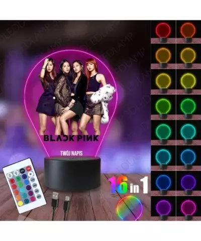 Lampka Nocna 3D LED LAMP z Nadrukiem Black Pink