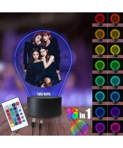 Lampka Nocna 3D LED LAMP z Nadrukiem Black Pink Autografy