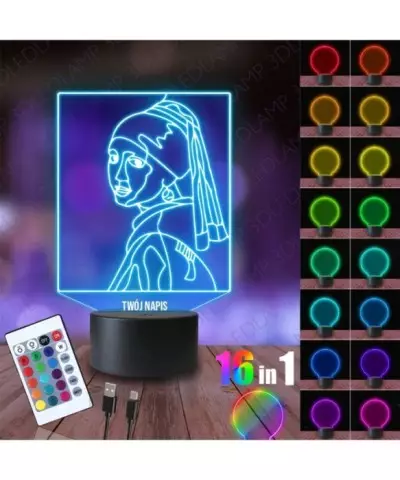 Lampka Nocna 3D LED LAMP Obraz Jan Vermeer