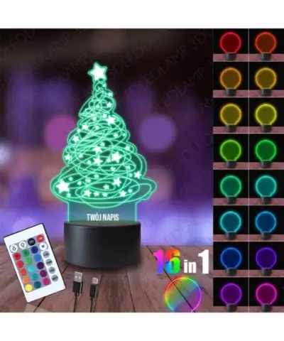 Lampka Nocna 3D LED LAMP Choinka Święta
