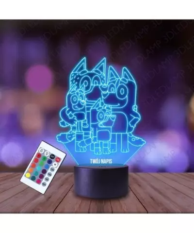 Lampka Nocna 3D LED LAMP Bluey z Rodziną