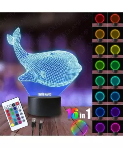 Lampka Nocna 3D LED LAMP Wieloryb