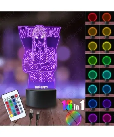 Lampka Nocna 3D LED LAMP Wednesday Addams