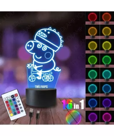 Lampka Nocna 3D LED LAMP Świnka Peppa George
