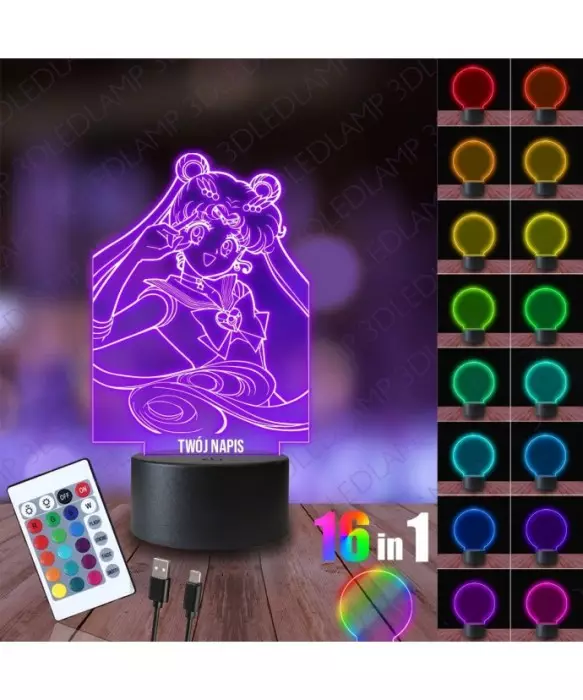 Lampka Nocna 3D LED LAMP Sailor Moon Czarodziejka z Księżyca