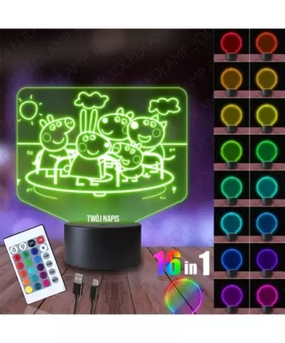 Lampka Nocna 3D LED LAMP Peppa i Przyjaciele