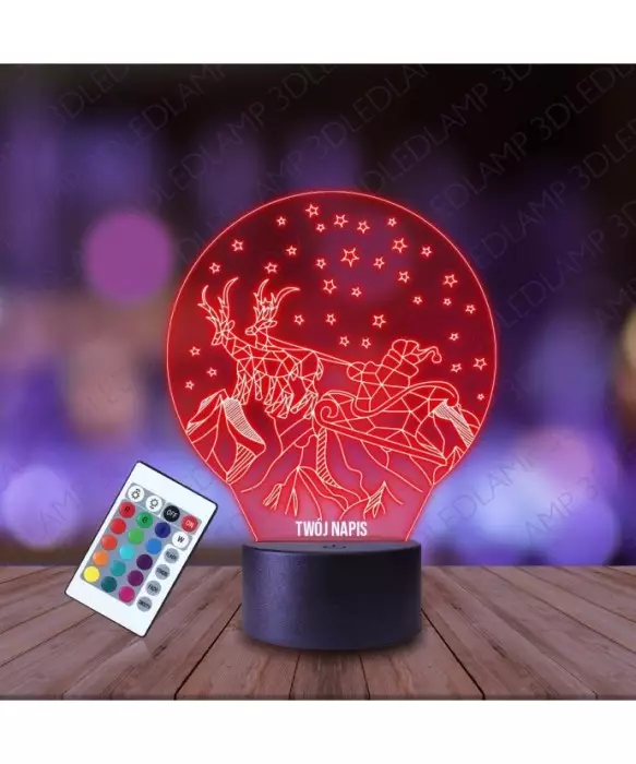 Lampka Nocna 3D LED LAMP Święty Mikołaj Renifery