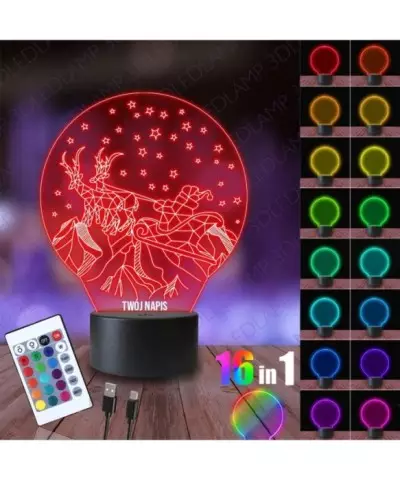 Lampka Nocna 3D LED LAMP Święty Mikołaj Renifery