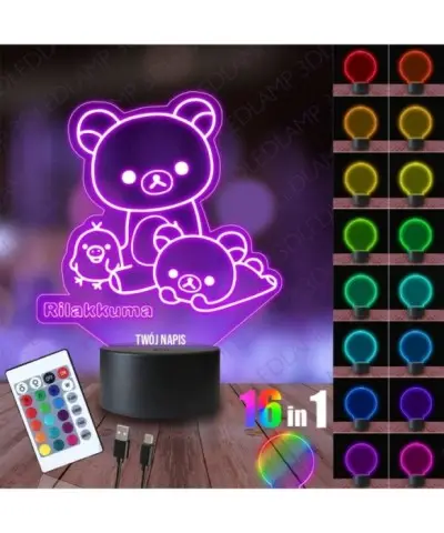 Lampka Nocna 3D LED LAMP Rilakkuma