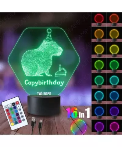 Lampka Nocna 3D LED LAMP Kapibara Urodziny