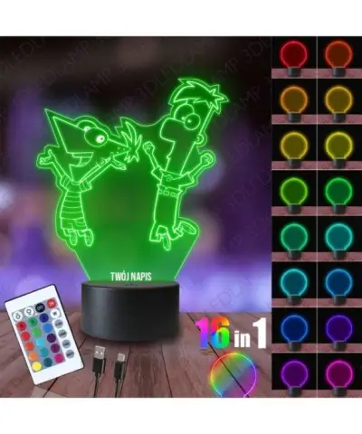 Lampka Nocna 3D LED LAMP Kreskówka Fineasz i Ferb