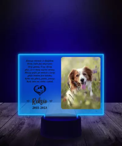 Lampka LED Plexido z Nadrukiem Pamiątka Zdjęcie Pieska