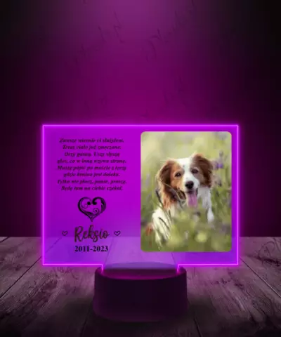 Lampka LED Plexido z Nadrukiem Pamiątka Zdjęcie Pieska - 3