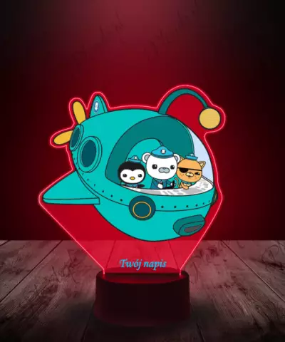 Lampka LED 3D Plexido z Nadrukiem Oktonauci Łódź Podwodna - 3