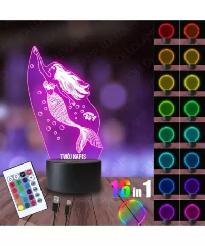 Lampka Nocna 3D LED LAMP Syrenka Syrena
