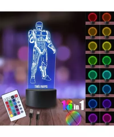Lampka Nocna 3D LED LAMP Robot Robocop
