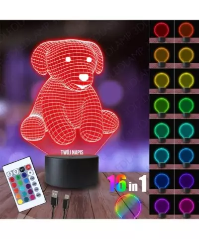 Lampka Nocna 3D LED LAMP Piesek Pluszak