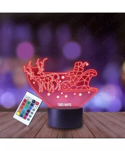 Lampka Nocna 3D LED LAMP Święty Mikołaj Zaprzęg