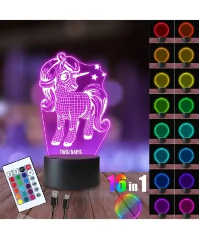 Lampka Nocna 3D LED LAMP Słodki Jednorożec