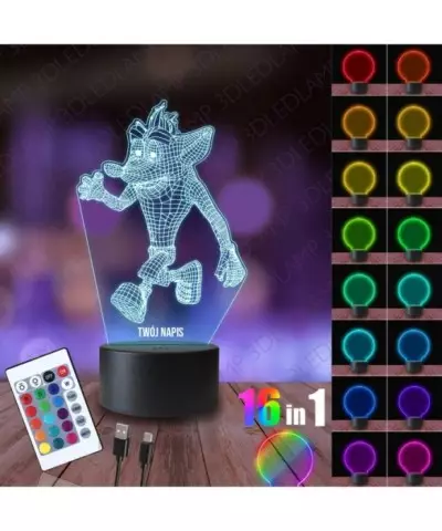 Lampka Nocna 3D LED LAMP Gra Crash Bandicoot