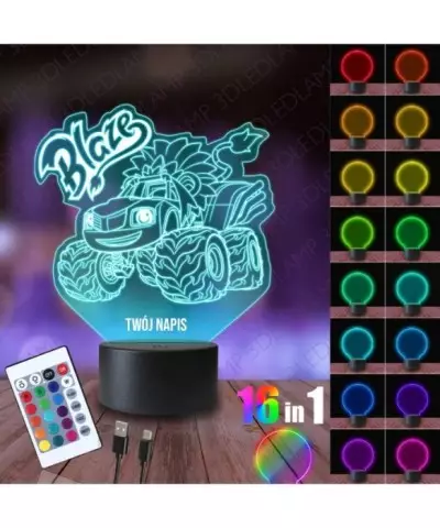 Lampka Nocna 3D LED LAMP Blaze Maszyny Auto