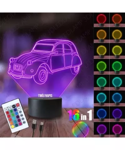 Lampka Nocna 3D LED LAMP Samochód Citroen Vintage