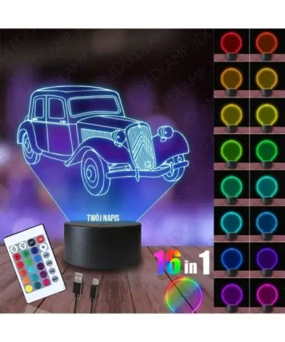 Lampka Nocna 3D LED LAMP Samochód Citroen Retro