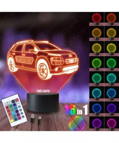 Lampka Nocna 3D LED LAMP Samochód Citroen C4 Cactus