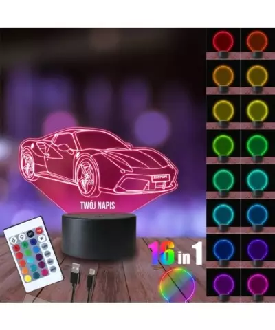 Lampka Nocna 3D LED LAMP Auto Samochód Ferrari