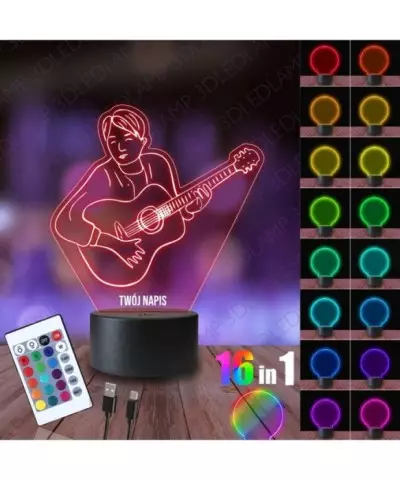 Lampka Nocna 3D LED LAMP Gitarzysta