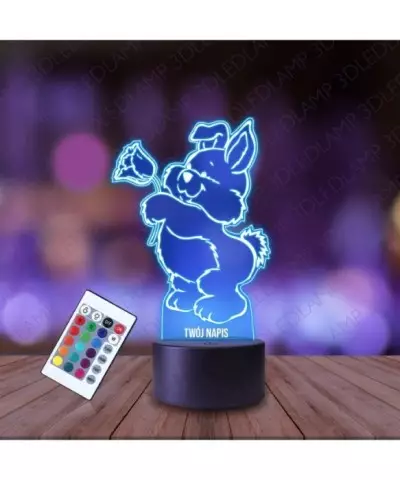 Lampka Nocna 3D LED LAMP Królik Kwiatek