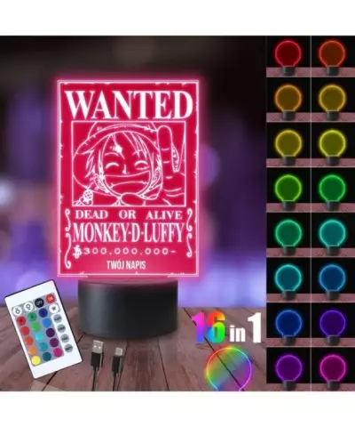 Lampka Nocna 3D LED LAMP Monkey Luffy Wanted