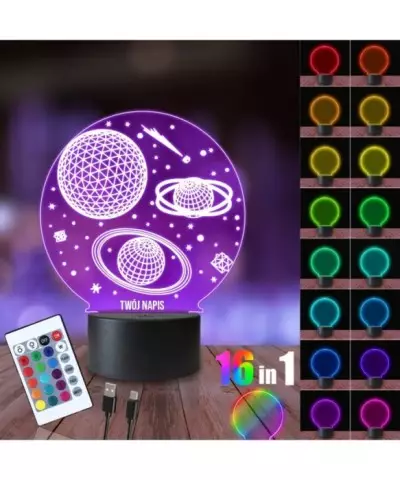 Lampka Nocna 3D LED LAMP Planeta Kosmos Galaktyka