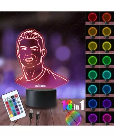 Lampka Nocna 3D LED LAMP Cristiano Ronaldo Oczko