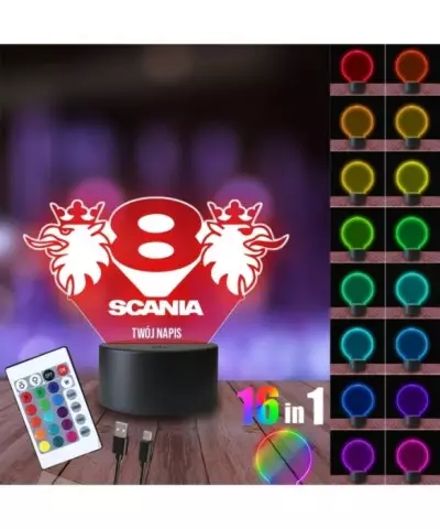 Lampka Nocna 3D LED LAMP Scania Logo V8