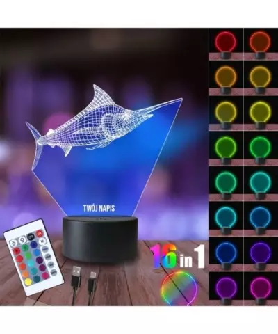 Lampka Nocna 3D LED LAMP Miecznik Ryba