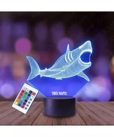 Lampka Nocna 3D LED LAMP Rekin Żarłacz Biały