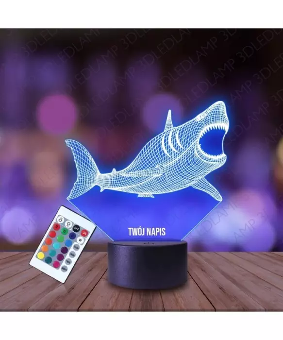 Lampka Nocna 3D LED LAMP Rekin Żarłacz Biały